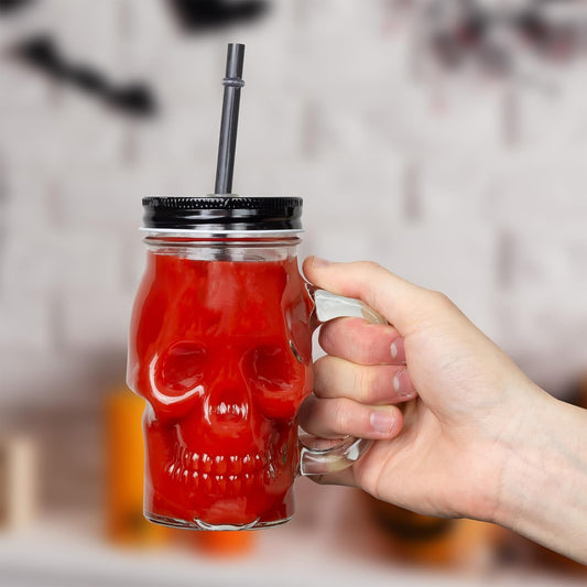 SkulloSip Glass with Lid & Straw