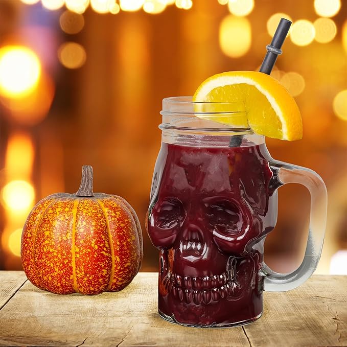 SkulloSip Glass with Lid & Straw