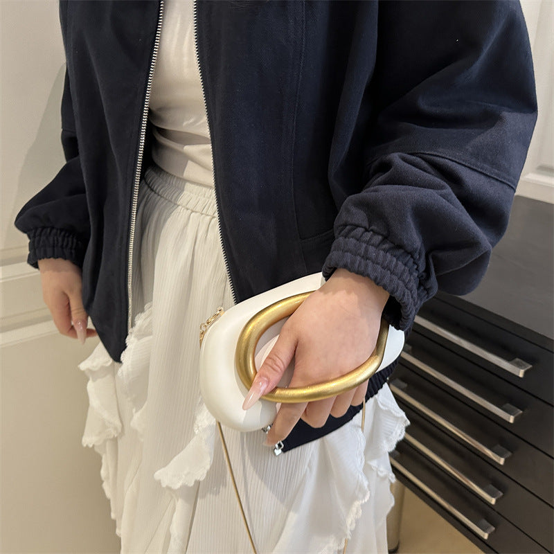 Gold Closure Box Clutch