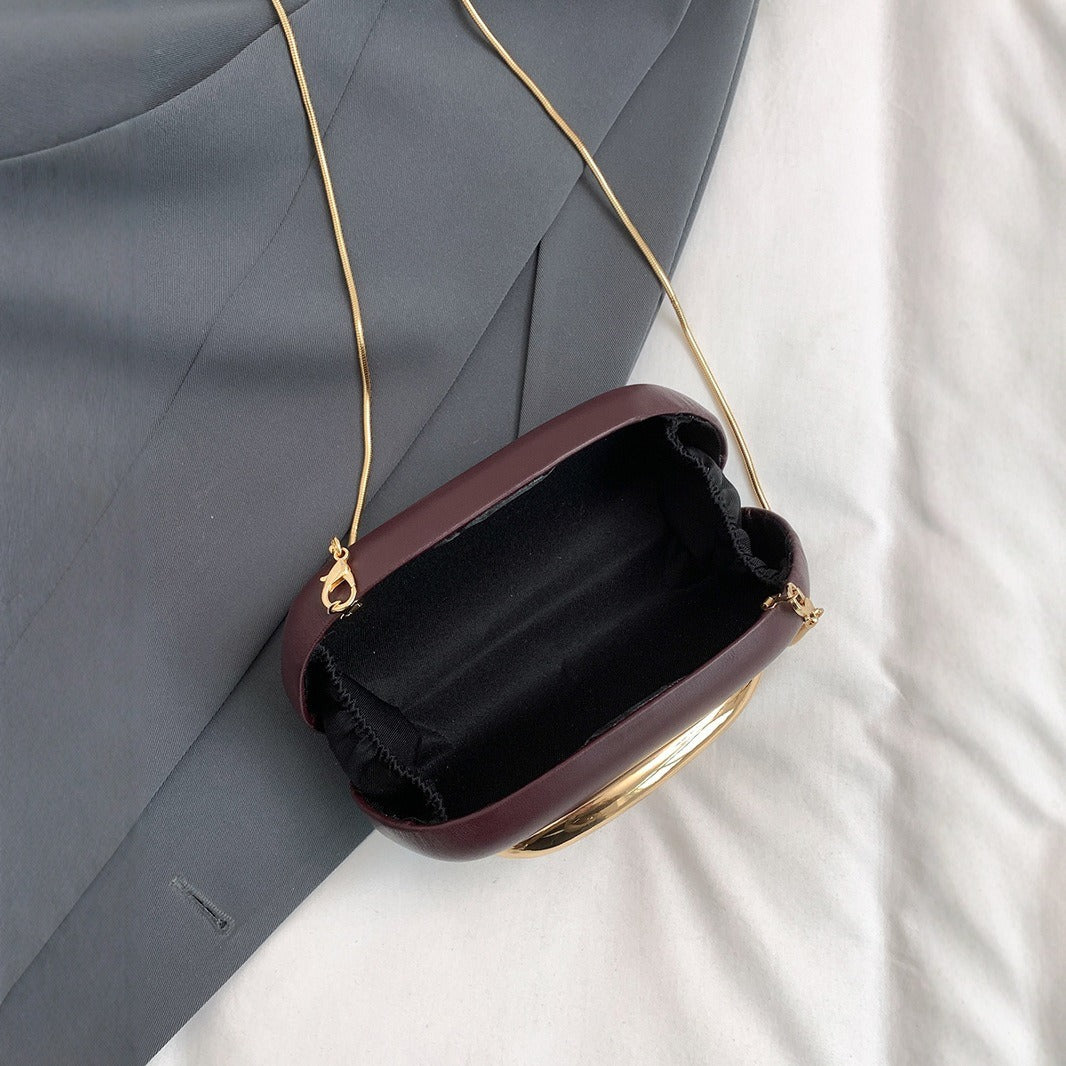 Gold Closure Box Clutch