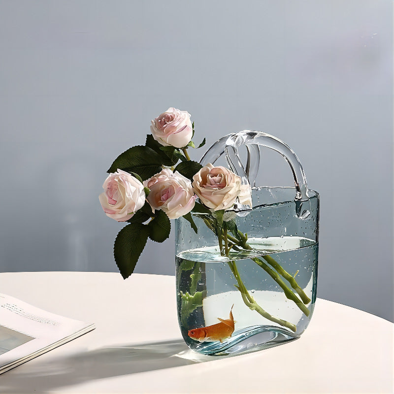 Glass Handbag Flower Vase