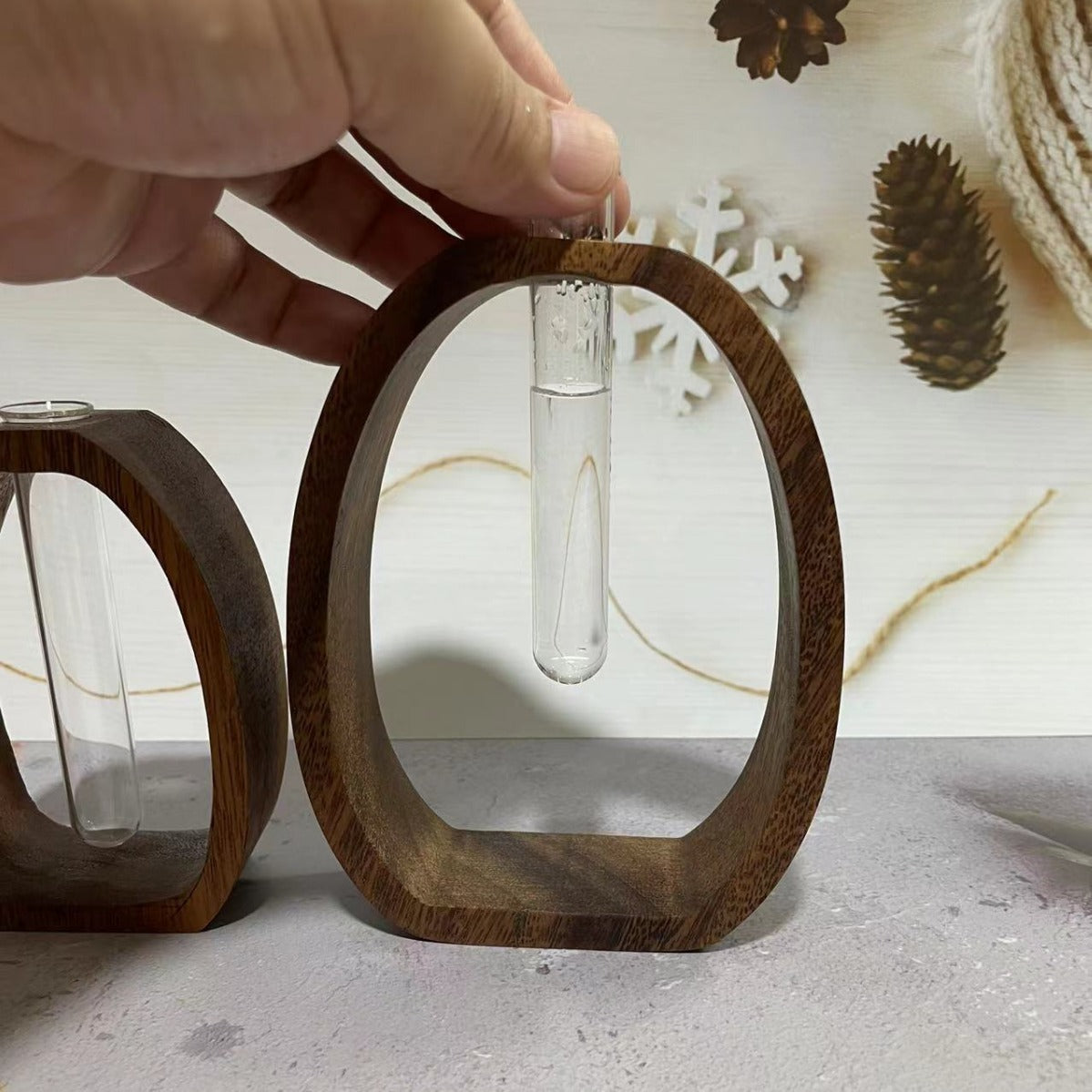 Wooden Oval Flower Vase