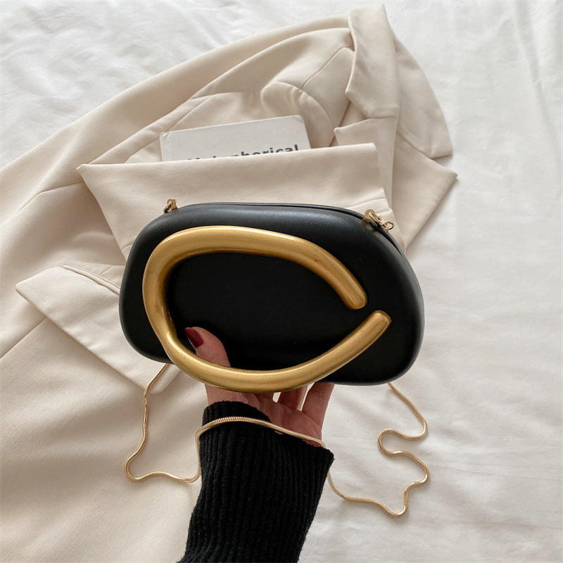 Gold Closure Box Clutch