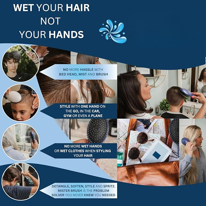 2 in 1 Hair Brush with Spray