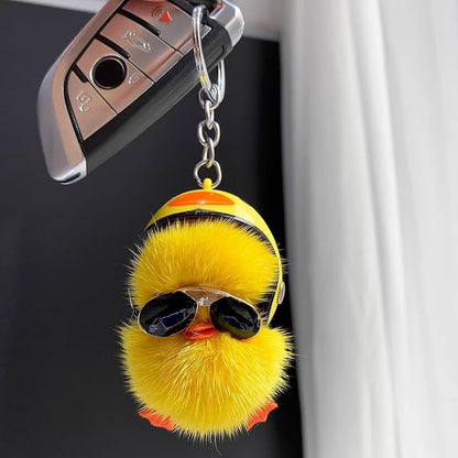 Cute Duck With Hemet Keychain