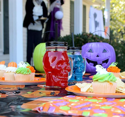 SkulloSip Glass with Lid & Straw