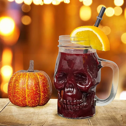 SkulloSip Glass with Lid & Straw