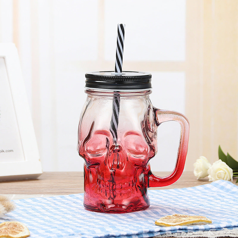 SkulloSip Glass with Lid & Straw