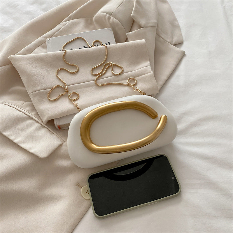 Gold Closure Box Clutch