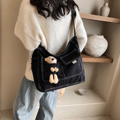 Bear Denim Crossbody Bag