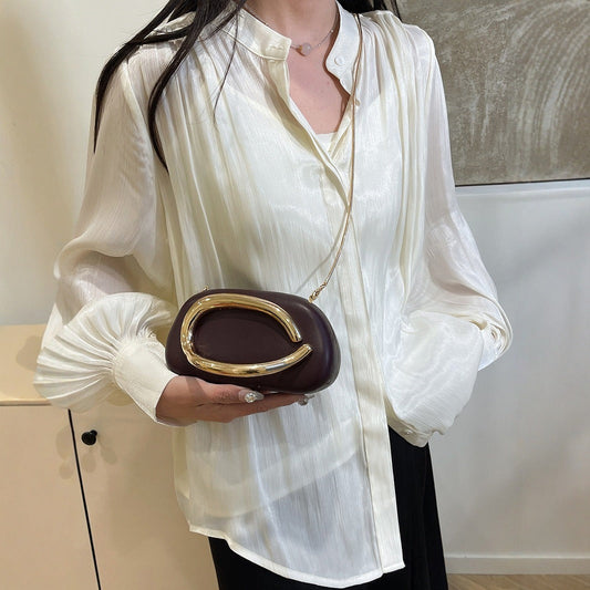 Gold Closure Box Clutch