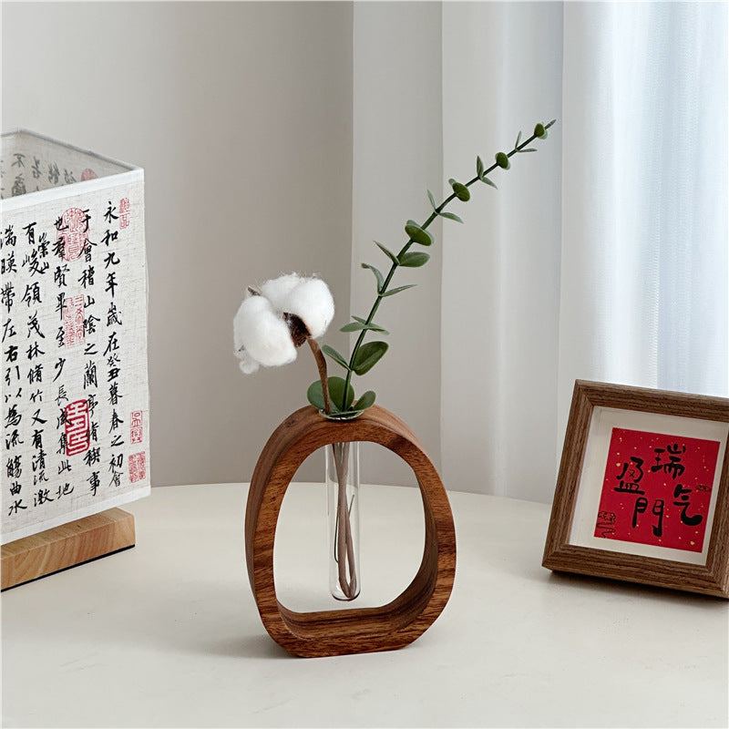 Wooden Oval Flower Vase