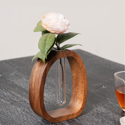Wooden Oval Flower Vase