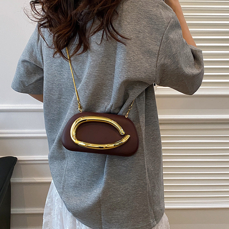 Gold Closure Box Clutch