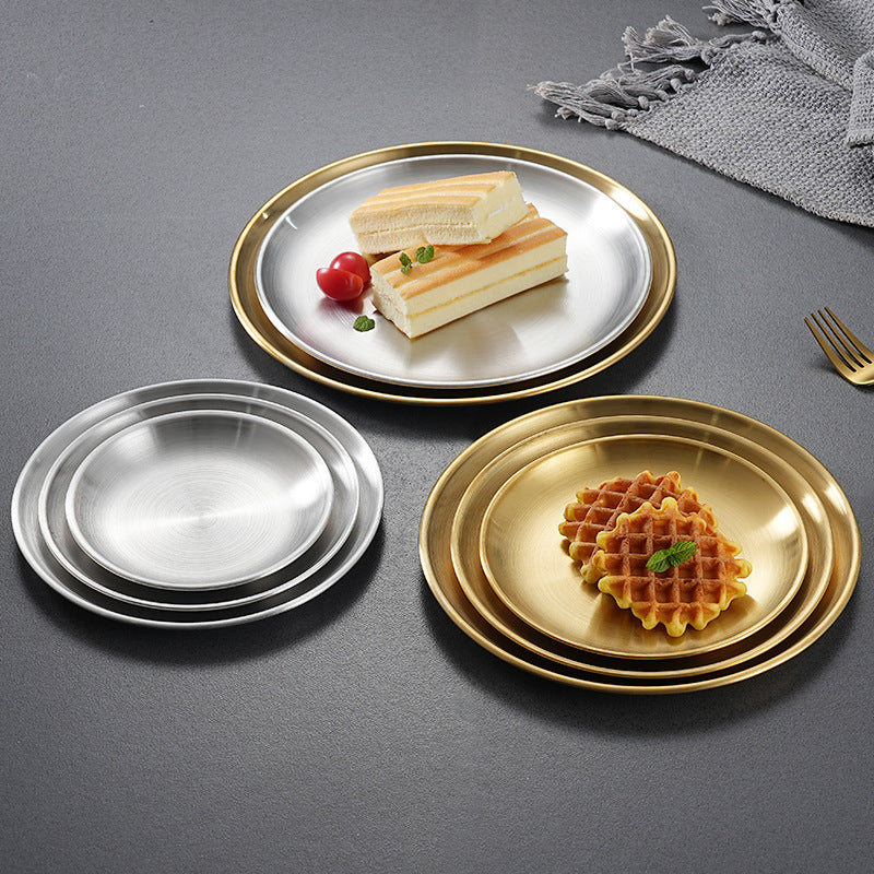 Steel Gold & Silver Dining Plates