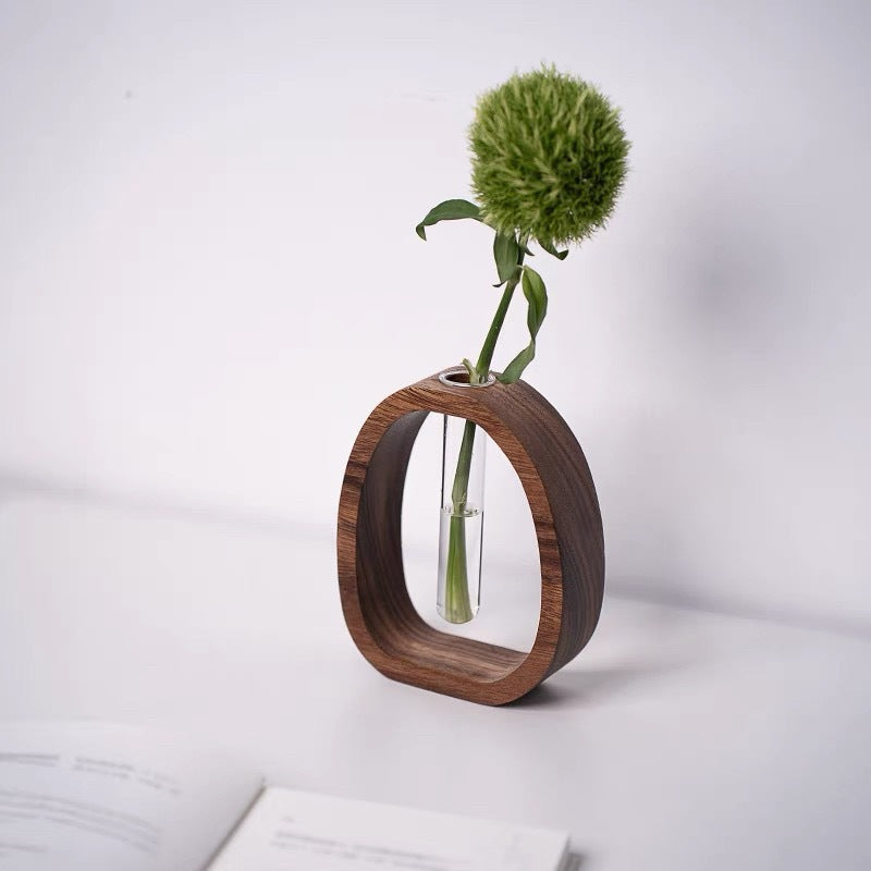 Wooden Oval Flower Vase