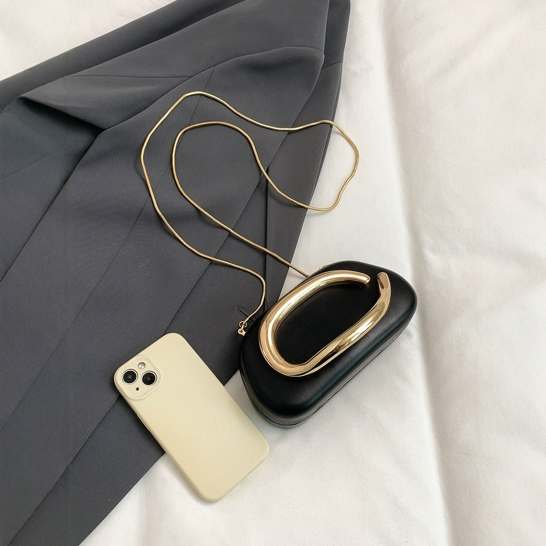 Gold Closure Box Clutch