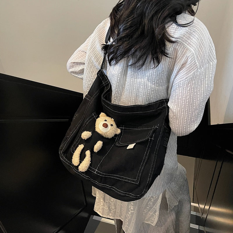 Bear Denim Crossbody Bag