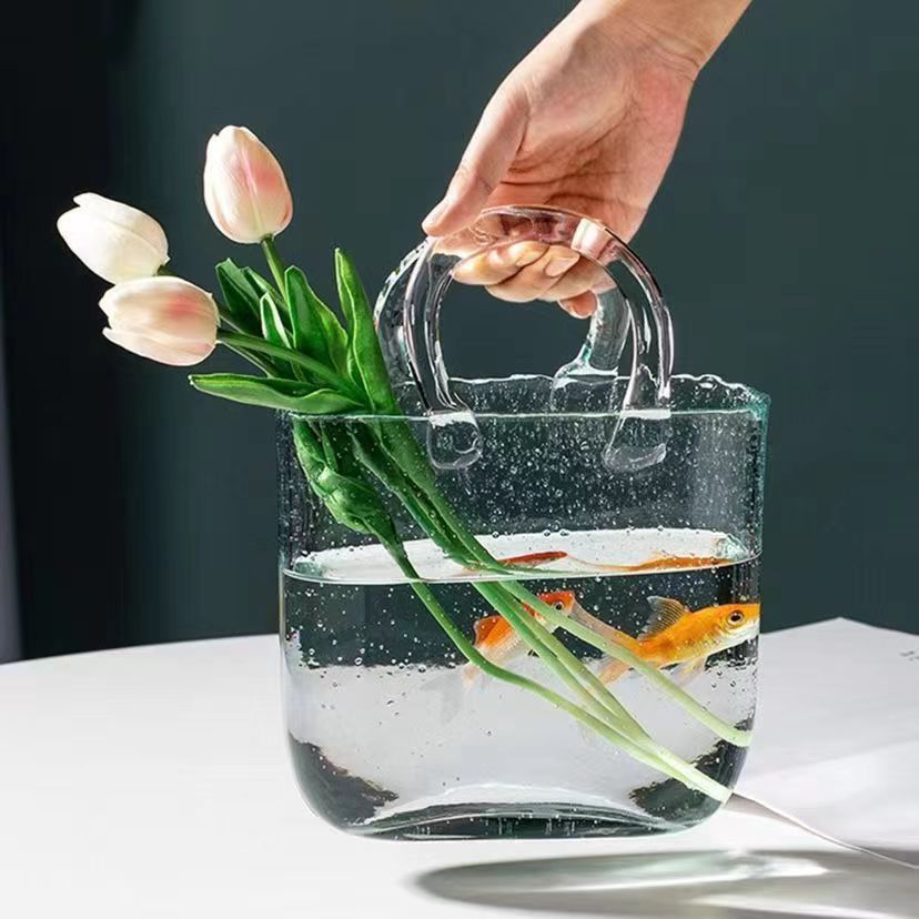 Glass Handbag Flower Vase