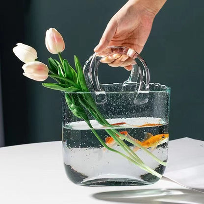 Glass Handbag Flower Vase