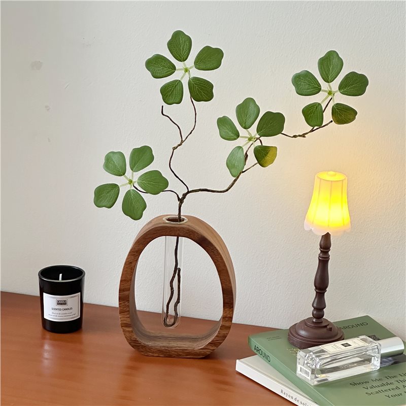 Wooden Oval Flower Vase