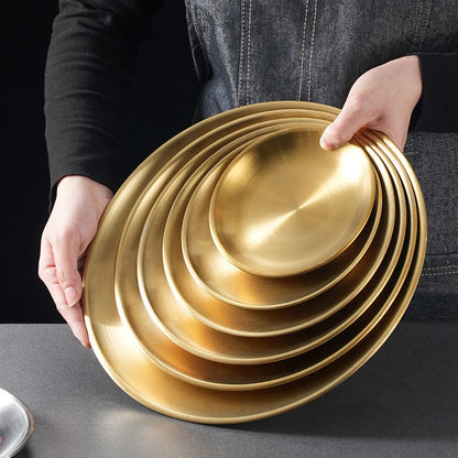 Steel Gold & Silver Dining Plates