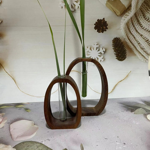 Wooden Oval Flower Vase
