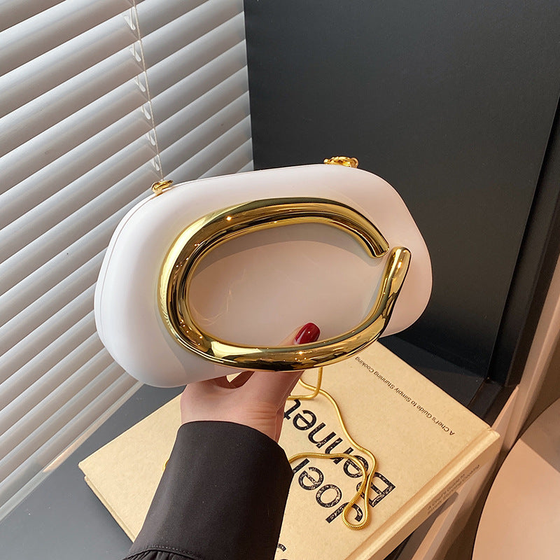 Gold Closure Box Clutch