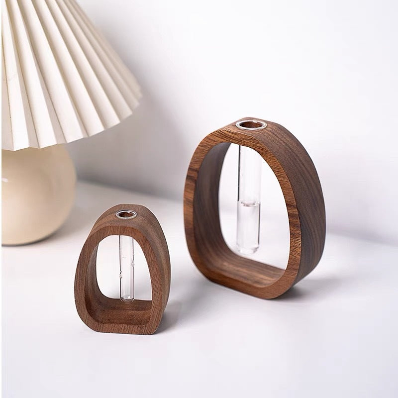 Wooden Oval Flower Vase