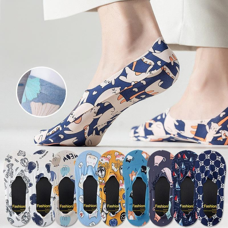 WhimsyFit Cartoon-Print No-Show Socks