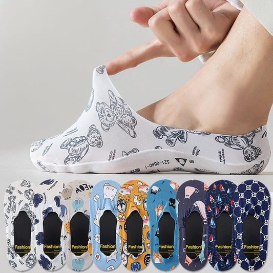 WhimsyFit Cartoon-Print No-Show Socks