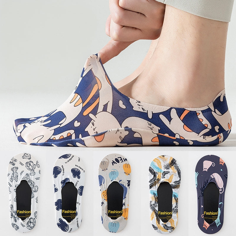 WhimsyFit Cartoon-Print No-Show Socks