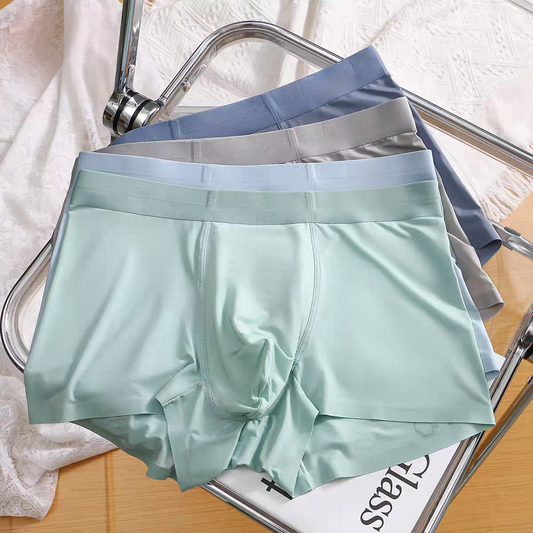 Men's 3-Pack Combo Ice Silk Boxer Briefs: Cool & Breathable Comfort