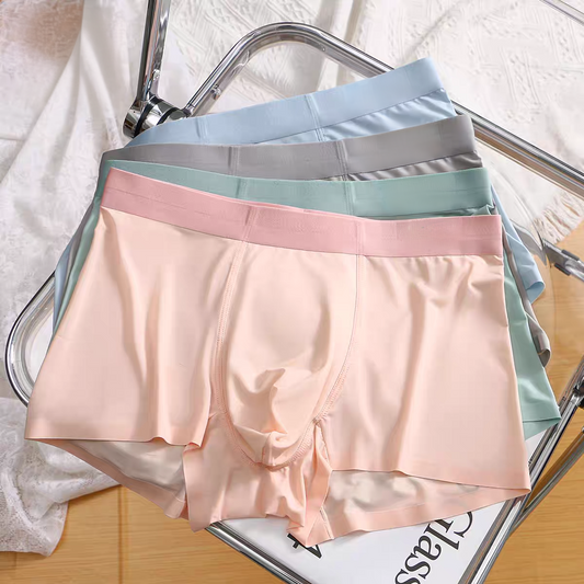 Men's 3-Pack Combo Ice Silk Boxer Briefs: Cool & Breathable Comfort