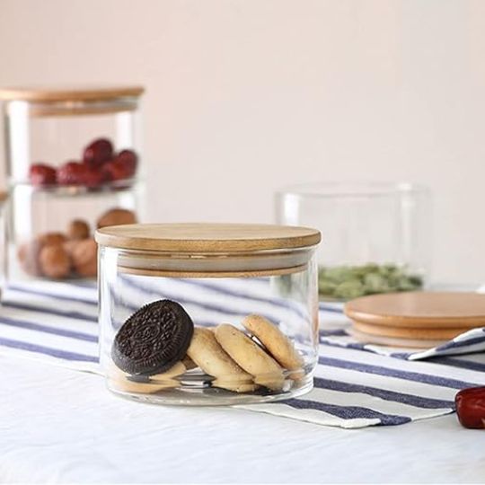 Glass Jar with Wooden Lids
