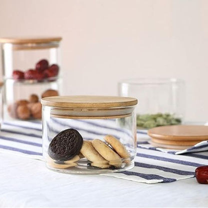 Glass Jar with Wooden Lids