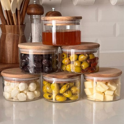 Glass Jar with Wooden Lids