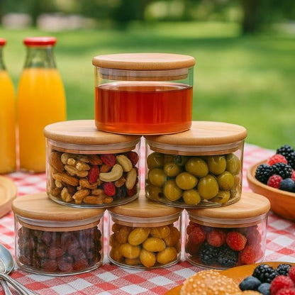 Glass Jar with Wooden Lids