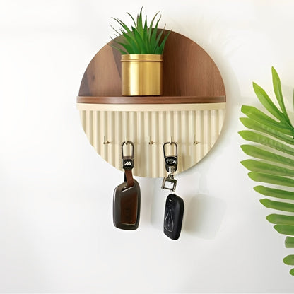 Wooden Key Holder with Shelf