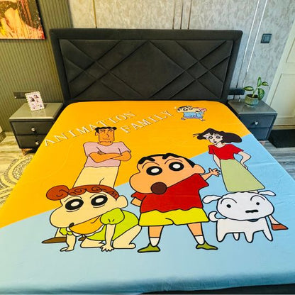 Shinchan Family Bedsheet Set (King Size)