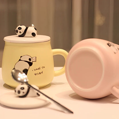 Panda Mug With Lid & Spoon