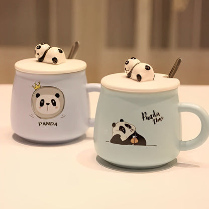 Panda Mug With Lid & Spoon