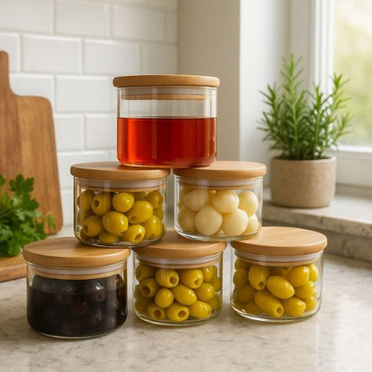 Glass Jar with Wooden Lids
