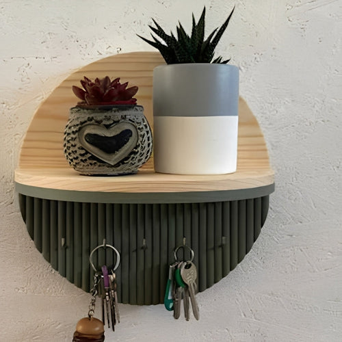 Wooden Key Holder with Shelf