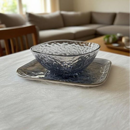 Crystal Glass Bowl with Saucer