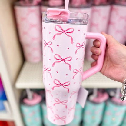 Pink Bows with Hearts Tumbler (1200 ML)