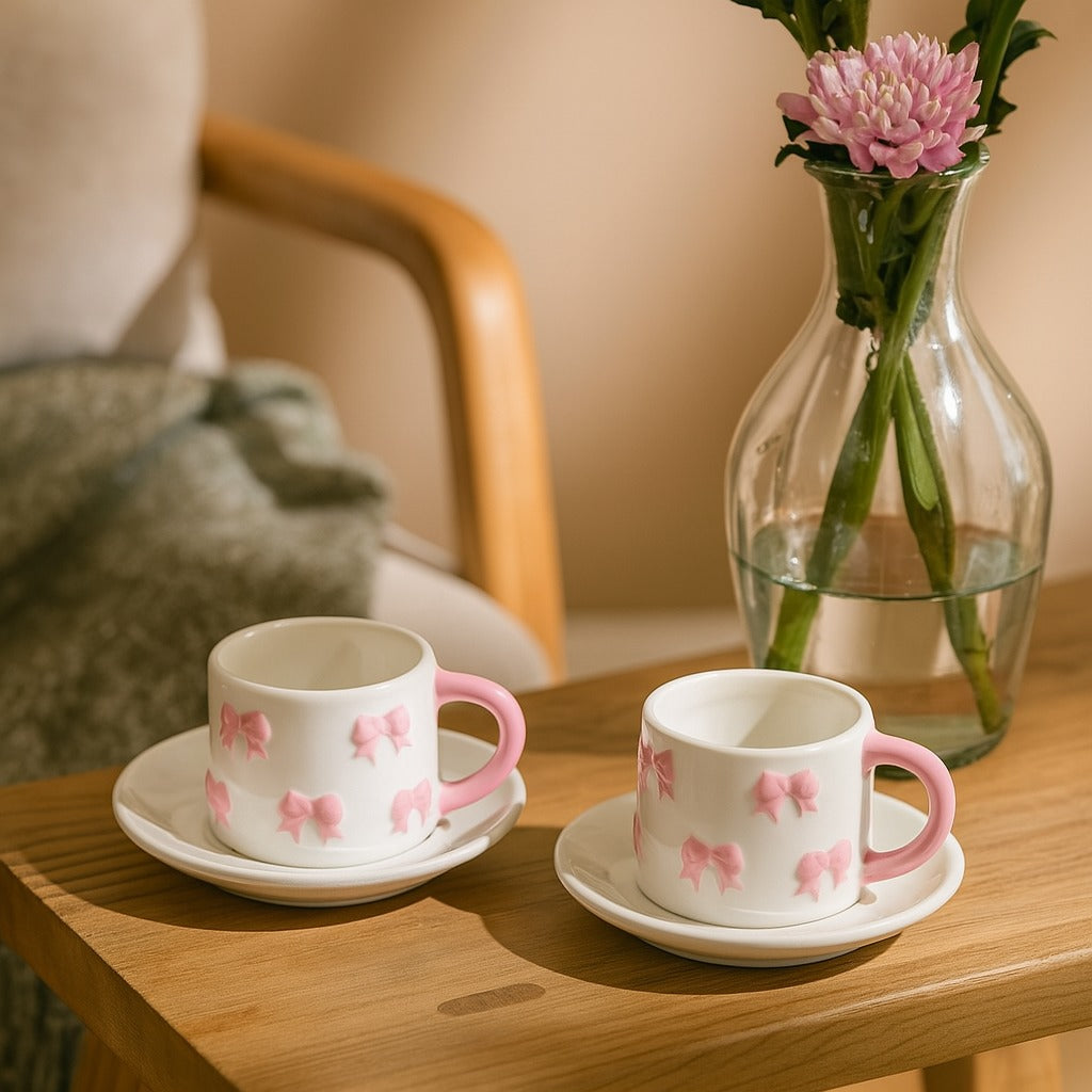 Cup & Saucer with Pink Bow