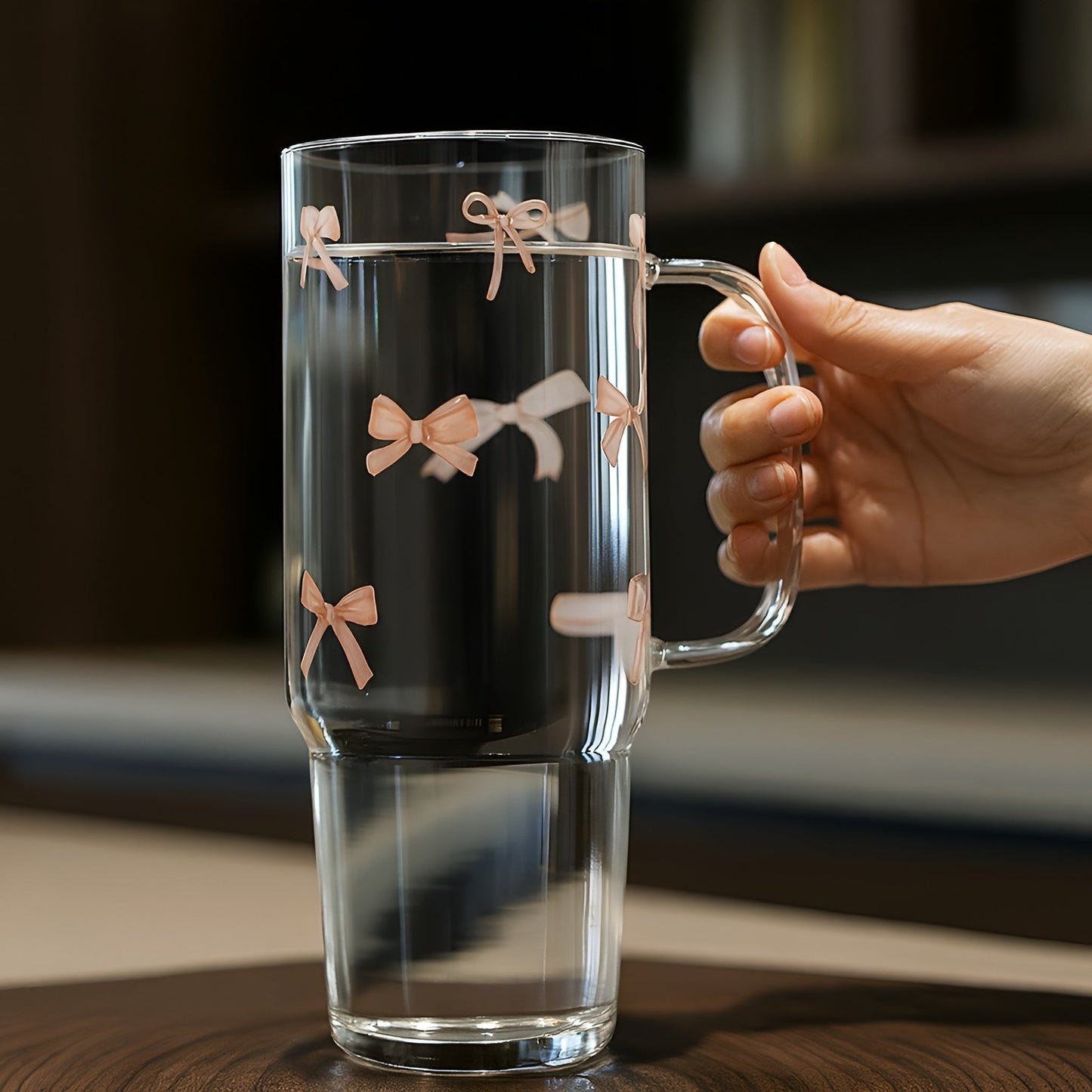 Pink Bow Glass Tumbler