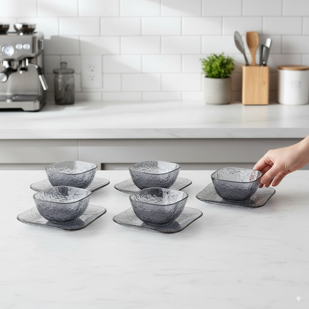 Crystal Glass Bowl with Saucer